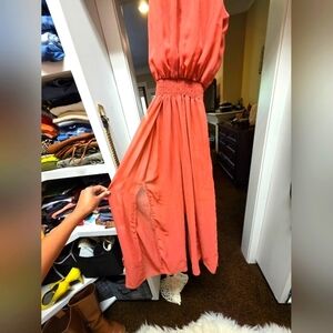 Elegant Coral Maxi Dress